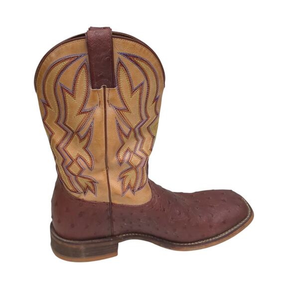 Nocona Mens Full Quill Ostrich Leather Western Cowboy Boots Cognac 11 D main image 11